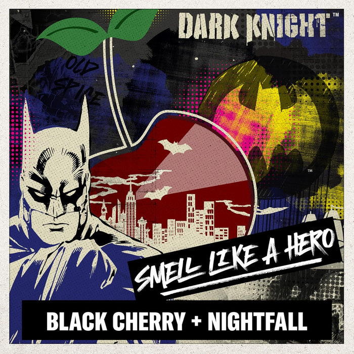 Body Wash for Men, Batman: Dark Night, 3X Defense, 24/7 Shower Fresh with Lasting Scent, Cleansing 2-In-1 Body & Face Wash, Smell like a Hero, Black Cherry and Nightfall Scent, 24 Oz