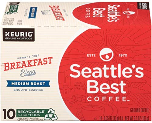 Seattle’s Best Coffee K-Cup Pods, Breakfast Blend, Medium Roast Smooth-Roasted Ground Coffee, 10 CT K- Cups/Box (Pack of 1 Box)