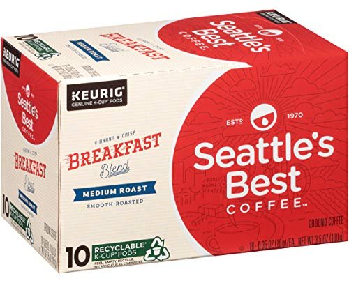 Seattle’s Best Coffee K-Cup Pods, Breakfast Blend, Medium Roast Smooth-Roasted Ground Coffee, 10 CT K- Cups/Box (Pack of 1 Box)