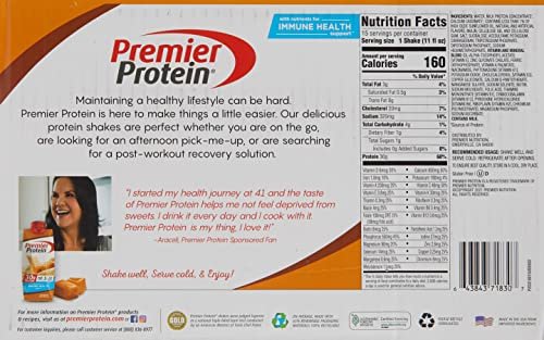 Premier Protein Premier Caramel High Protein Shake, 11 Fl Oz (Pack of 15)