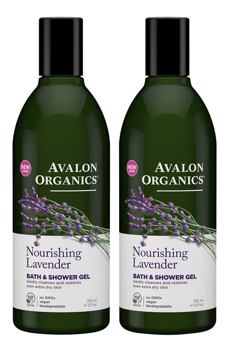 Avalon Organics Lavender Bath and Shower Gel, 12-Ounce Bottle (Pack of 2)