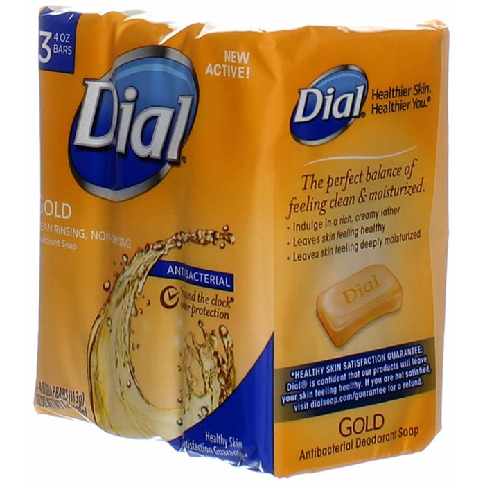 Dial Antibacterial Deodorant Soap, Gold, 4 Ounce, 3 Bars (Pack of 4)