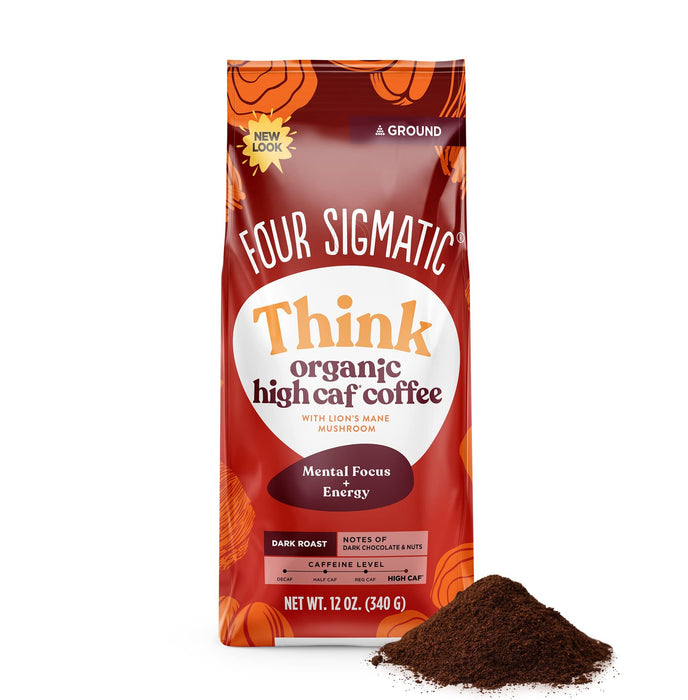 FOUR SIGMATIC Organic High Caffeine Lion's Mane Ground Coffee, 12 OZ