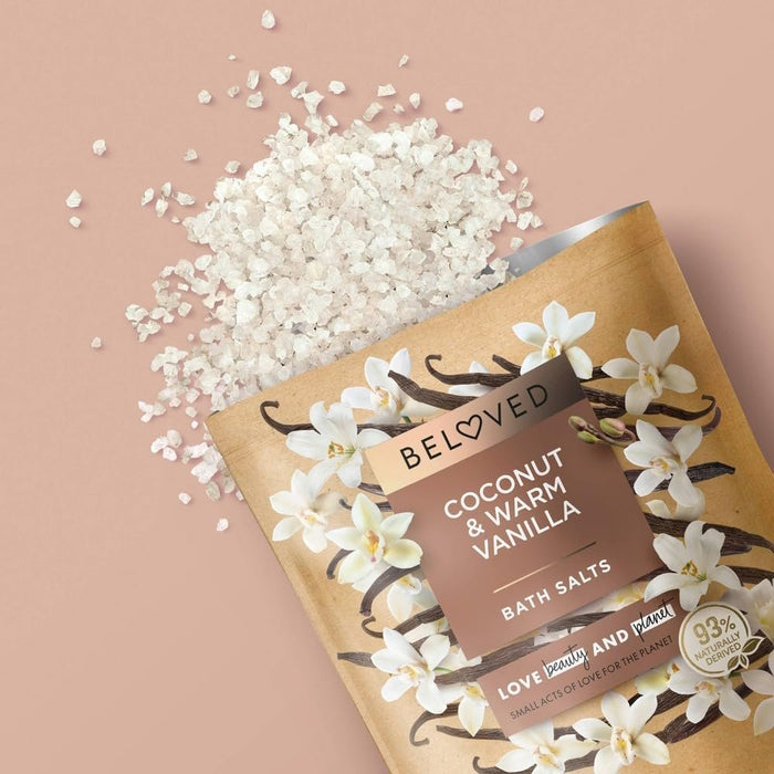 Love Beauty And Planet, Beloved Coconut & Warm Vanilla, Bath Salts, Coconut Milk + Essential Oil, Vegan, Ethically Sourced, Natural Coconut Oil, Transparent