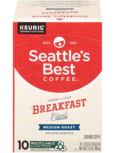 Seattle’s Best Coffee K-Cup Pods, Breakfast Blend, Medium Roast Smooth-Roasted Ground Coffee, 10 CT K- Cups/Box (Pack of 1 Box)