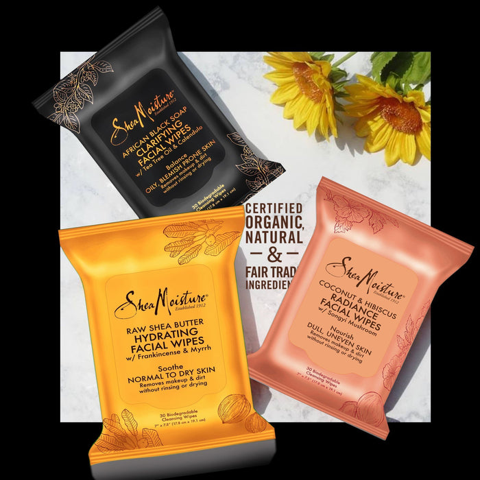 SheaMoisture African Black Soap Cleansing Facial Wipes (2 Pack)