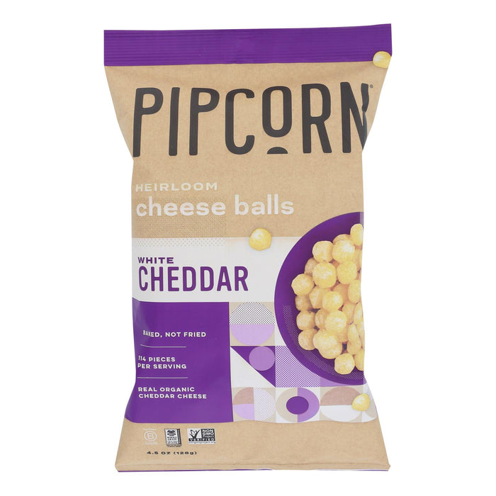 Pipcorn - Cheese Balls Whte Cheddar - Case Of 12-4.5 Oz