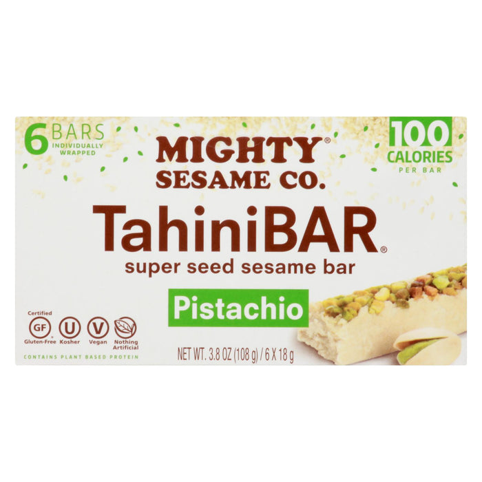 Mighty Sesame Company - Tahini Bar Pistachio - Case Of 8 - 6/3.8 Oz