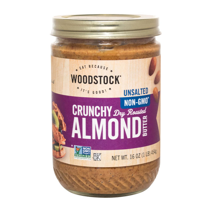 Woodstock Unsalted Non-gmo Crunchy Dry Roasted Almond Butter - Case Of 12 - 16 Oz