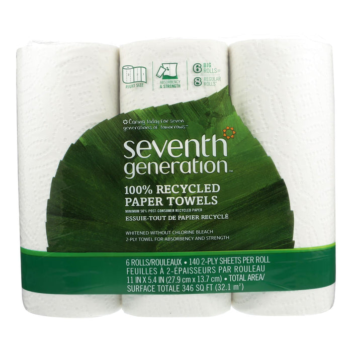 Seventh Generation Recycled Paper Towels - White - Case Of 4 - 140 Sheets