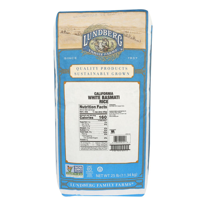 Lundberg Family Farms California White Basmati Rice - Case Of 25 Lbs