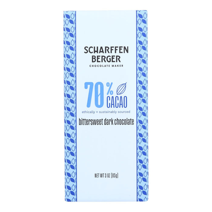 Scharffen Berger Chocolate Bar - Dark Chocolate - 70 Percent Cacao - Bittersweet - 3 Oz Bars - Case Of 12