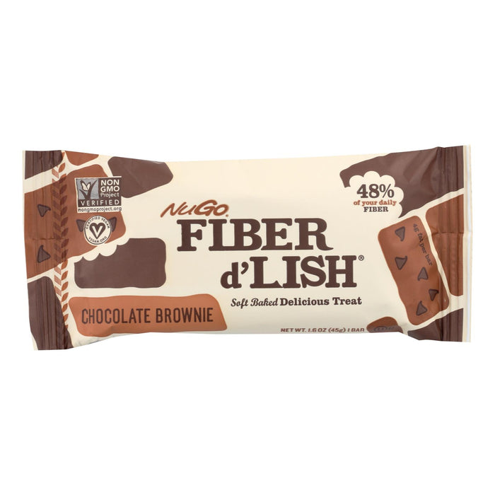 Nugo Nutrition Bar - Fiber Dlish - Chocolate Brownie - 1.6 Oz Bars - Case Of 16