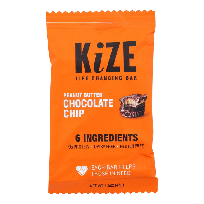 Kize Concepts - Energy Bar Raw Peanut Butter Chocolate Chip - Case Of 10-1.5oz