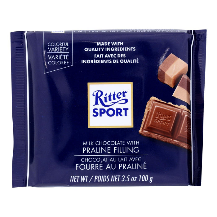 Ritter Sport Chocolate Bar - Milk Chocolate - Praline Filling - 3.5 Oz Bars - Case Of 13