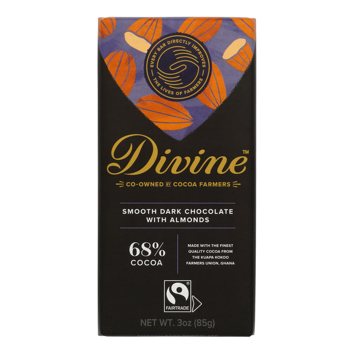 Divine - Bar Dark Chocolate W/almonds - Case Of 12 - 3 Oz