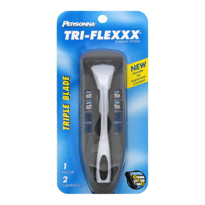 Personna Tri-flexxx Triple Blade Shaving System For Men - 1 Razor 2 Cartridges