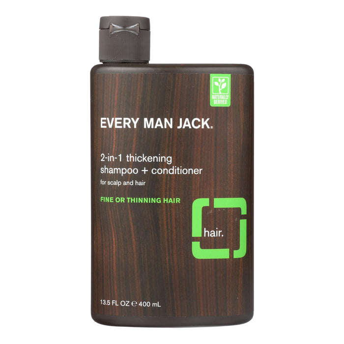 Every Man Jack 2 In 1 Shampoo Plus Conditioner - Thickening - Scalp And Hair - Fine Or Thinning Hair - 13.5 Oz