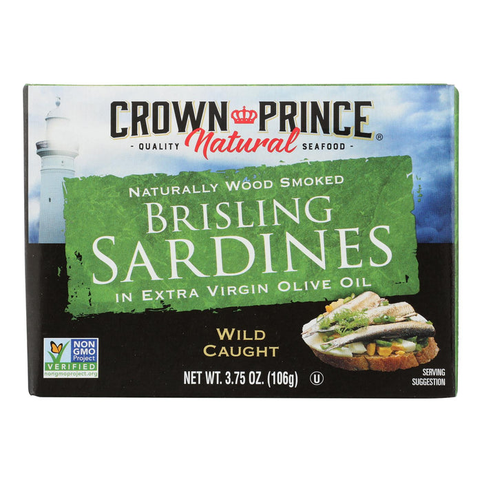 Crown Prince Brisling Sardines In Extra Virgin Olive Oil - Case Of 12 - 3.75 Oz.