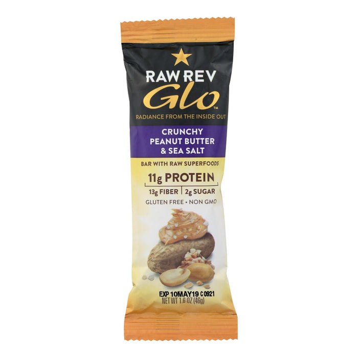 Raw Revolution Glo Crunchy Bar - Peanut Butter And Sea Salt - Case Of 12 - 1.6 Oz.