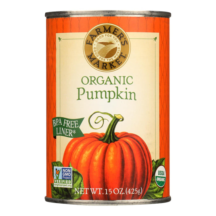 Farmer's Market Organic Pumpkin - Canned - Case Of 12 - 15 Oz.