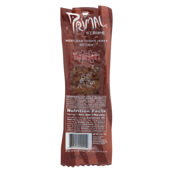 Primal Strips Vegan Jerky - Meatless - Seitan - Teriyaki - 1 Oz - Case Of 24