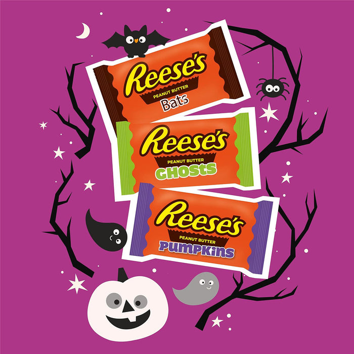 REESE'S Assorted Milk Chocolate Peanut Butter Snack Size Shapes Candy, Halloween, 9.6 oz Variety Bag