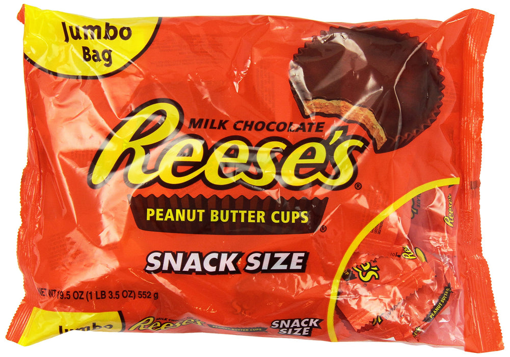 REESE'S Peanut Butter Cups, Chocolate Candy, Snack Size, 19.5 Ounce, Pack of 2