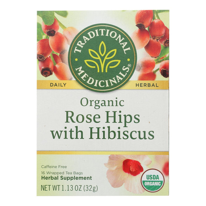 Traditional Medicinals Organic Herbal Tea - Rose Hips With Hibiscus - Case Of 6 - 16 Count